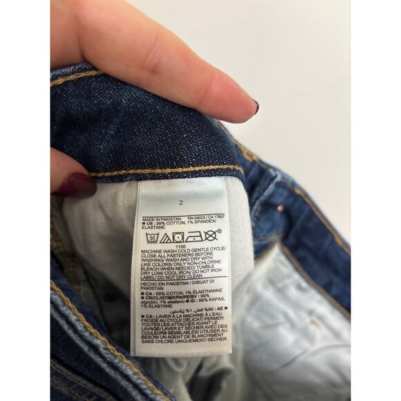 Old Navy O.G. Straight Jeans Womens Size 2 High Rise Distressed Dark Wash Blue - Picture 4 of 5